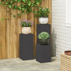 Suporturi Plante Pilon Exterior - 3 Buc Oțel Negru | Livrare Gratuită