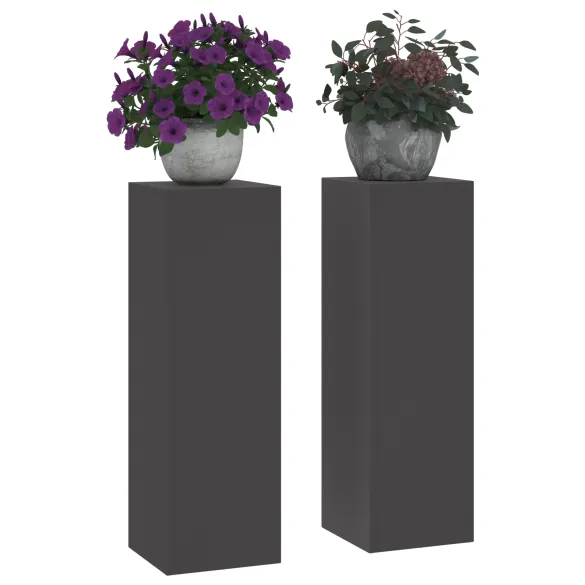 Suporturi Plante Metalice Exterior - Set 2 bucăți Negru Suporturi Plante Metalice Exterior - Set 2 bucăți Negru