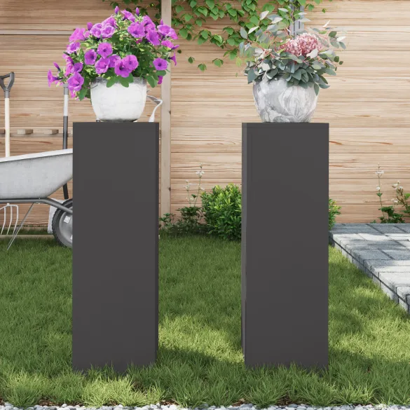 Suporturi Plante Metalice Exterior - Set 2 bucăți Negru Suporturi Plante Metalice Exterior - Set 2 bucăți Negru