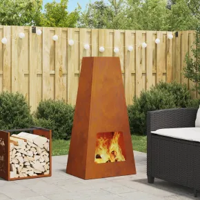 Vatră de foc piramidală - Oțel corten | Livrare gratuită