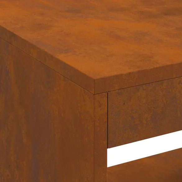 Vatră de foc cu depozitare lemne - Oțel corten rezistent