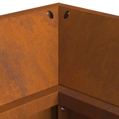 Vatră de foc cu depozitare lemne - Oțel corten rezistent