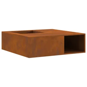 Vatră de foc cu depozitare lemne - Oțel Corten 100x100 cm 2