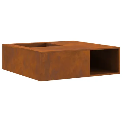 Vatră de foc cu depozitare lemne - Oțel Corten 100x100 cm