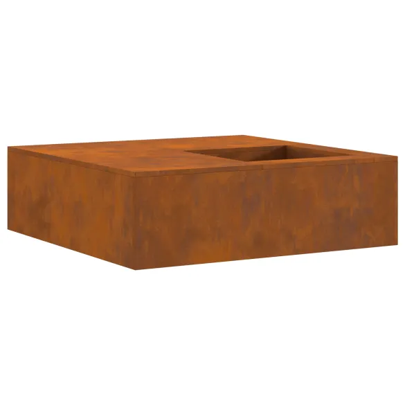 Vatră de foc cu depozitare lemne - Oțel Corten 100x100 cm