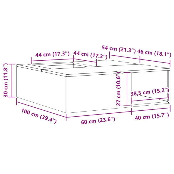 Vatră de foc cu depozitare lemne - Oțel Corten 100x100 cm
