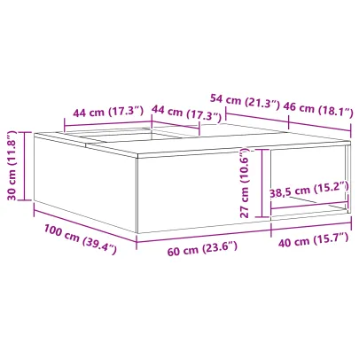 Vatră de foc cu depozitare lemne - Oțel Corten 100x100 cm