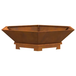 Vatră de foc hexagonală din oțel corten pentru exterior 2