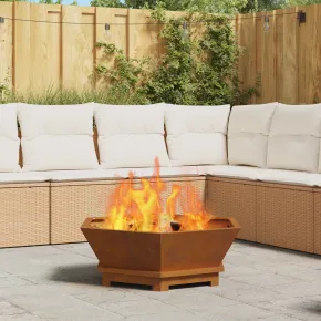 Vatră de foc hexagonală din oțel corten - Livrare gratuită