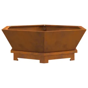 Vatră de foc hexagonală din oțel corten - Livrare gratuită 2