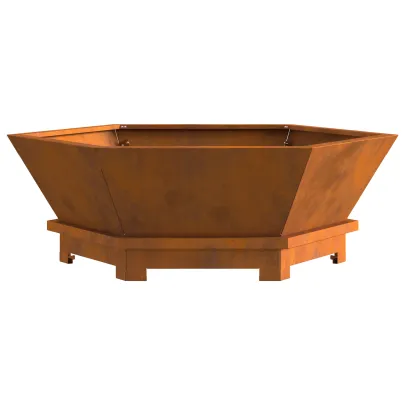 Vatră de foc hexagonală din oțel corten - Livrare gratuită