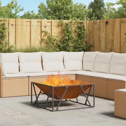 Vatră de foc pătrată din oțel Corten pentru exterior