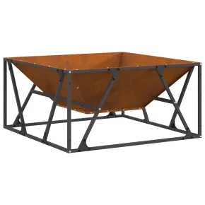 Vatră de foc pătrată din oțel Corten pentru exterior 2