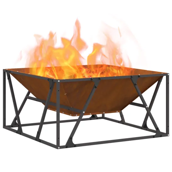 Vatră de foc pătrată din oțel Corten pentru exterior Vatră de foc pătrată din oțel Corten pentru exterior