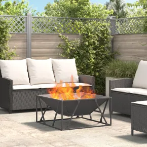 Vatră de foc pătrată 80x80 cm - Oțel negru pentru exterior
