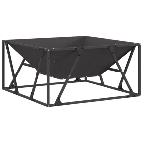Vatră de foc pătrată 80x80 cm - Oțel negru pentru exterior 2