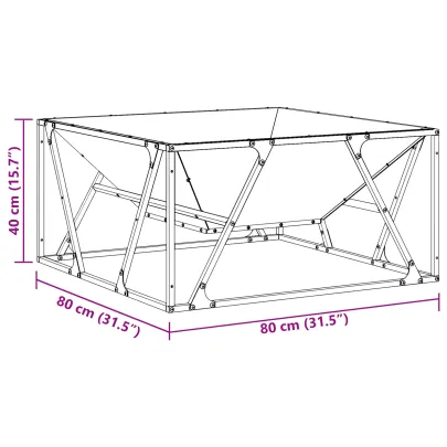 Vatră de foc pătrată 80x80 cm - Oțel negru pentru exterior