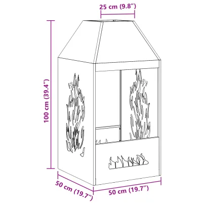 Focar Oțel Rezistent 50x50x100 cm - Livrare Gratuită