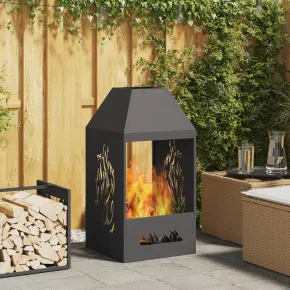 Foc de Tabără Negru Oțel pentru Grădină - Livrare Gratuită