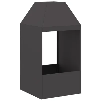 Șemineu Exterior Negru din Oțel | Livrare Gratuită