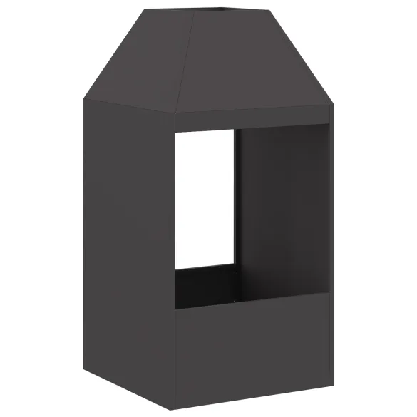 Șemineu Exterior Negru din Oțel | Livrare Gratuită