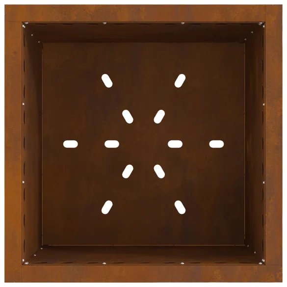 Vatră Foc Pătrată Fără Fum - Oțel Corten - Livrare Gratuită