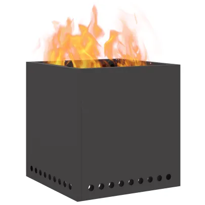 Vatră de foc fără fum pătrată - Oțel negru - 48x48x50 cm