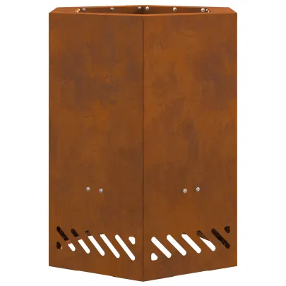 Vatră Foc Hexagonală Fără Fum - Oțel Corten - Livrare Gratuită