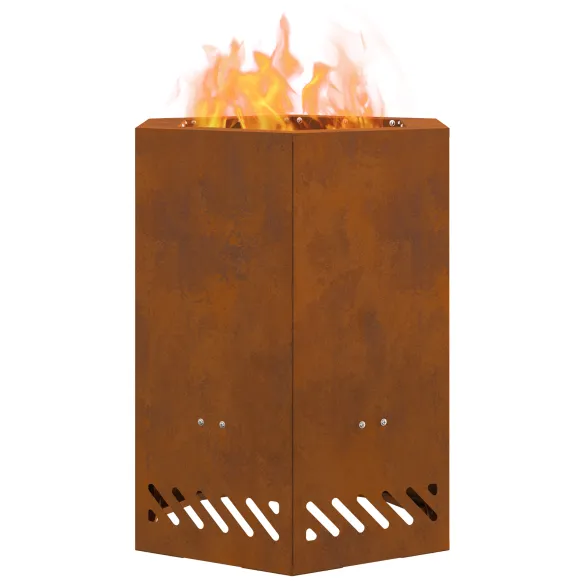 Vatră Foc Hexagonală Fără Fum - Oțel Corten - Livrare Gratuită Vatră Foc Hexagonală Fără Fum - Oțel Corten - Livrare Gratuită