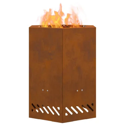 Vatră Foc Hexagonală Fără Fum - Oțel Corten - Livrare Gratuită