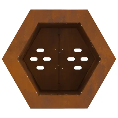 Vatră Foc Hexagonală Fără Fum - Oțel Corten - Livrare Gratuită