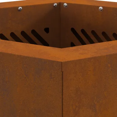 Vatră Foc Hexagonală Fără Fum - Oțel Corten - Livrare Gratuită