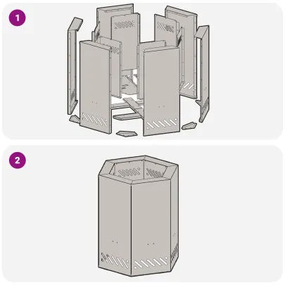 Vatră Foc Hexagonală Fără Fum - Oțel Corten - Livrare Gratuită