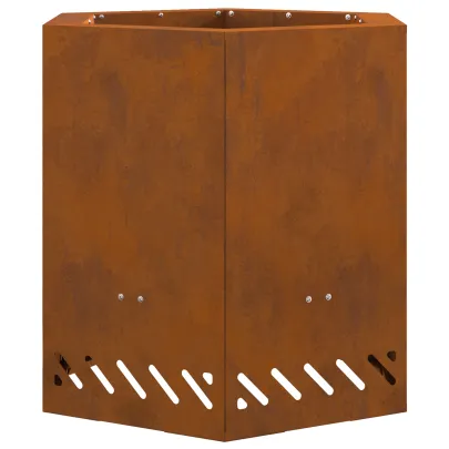 Vatră Foc Hexagonală Fără Fum - Oțel Corten - Livrare Gratuită