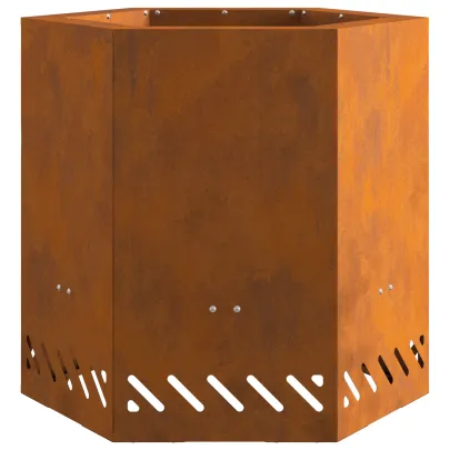 Vatră Foc Hexagonală Fără Fum - Oțel Corten - Livrare Gratuită