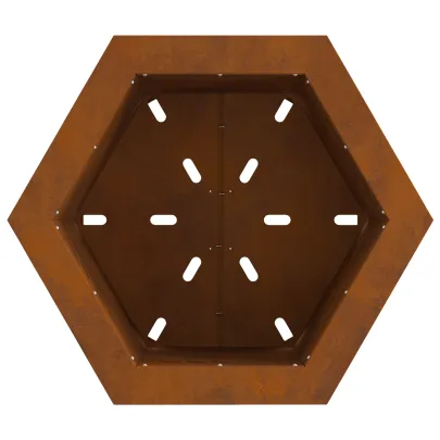 Vatră Foc Hexagonală Fără Fum - Oțel Corten - Livrare Gratuită