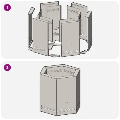 Vatră Foc Hexagonală Fără Fum - Oțel Corten - Livrare Gratuită