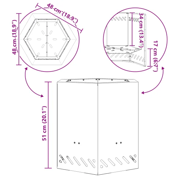 Vatră Foc Hexagonală Fără Fum - Oțel Corten - Livrare Gratuită Vatră Foc Hexagonală Fără Fum - Oțel Corten - Livrare Gratuită