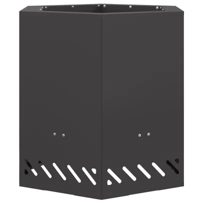 Vatră Foc Fără Fum Hexagonală Negru | Oțel Rezistent | Outdoor