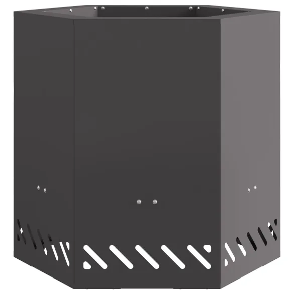 Vatră Foc Fără Fum Hexagonală Negru | Oțel Rezistent | Outdoor