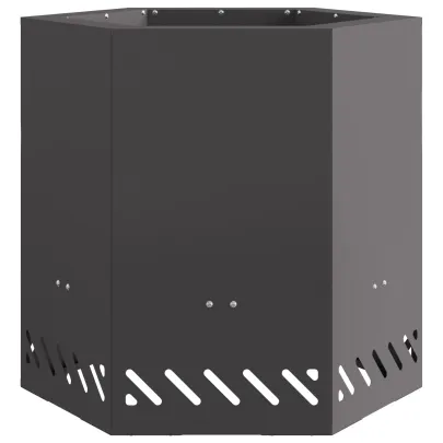Vatră Foc Fără Fum Hexagonală Negru | Oțel Rezistent | Outdoor
