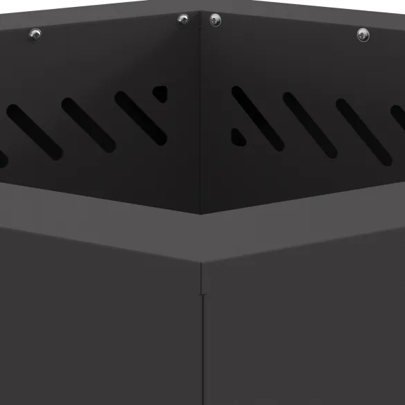 Vatră Foc Fără Fum Hexagonală Negru | Oțel Rezistent | Outdoor