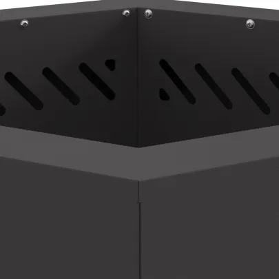 Vatră Foc Fără Fum Hexagonală Negru | Oțel Rezistent | Outdoor