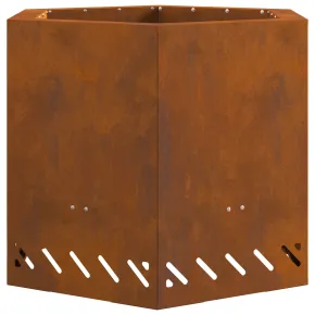 Vatră Foc Hexagonală Fără Fum - Oțel Corten - Outdoor 2