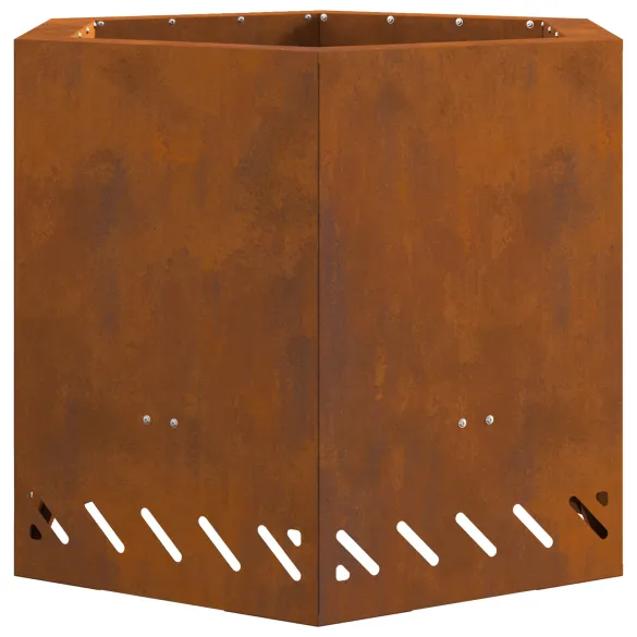 Vatră Foc Hexagonală Fără Fum - Oțel Corten - Outdoor
