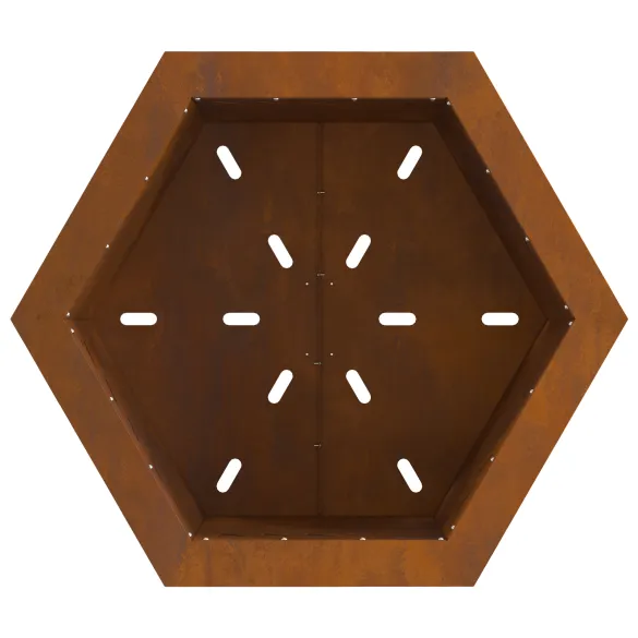 Vatră Foc Hexagonală Fără Fum - Oțel Corten - Outdoor