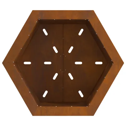 Vatră Foc Hexagonală Fără Fum - Oțel Corten - Outdoor