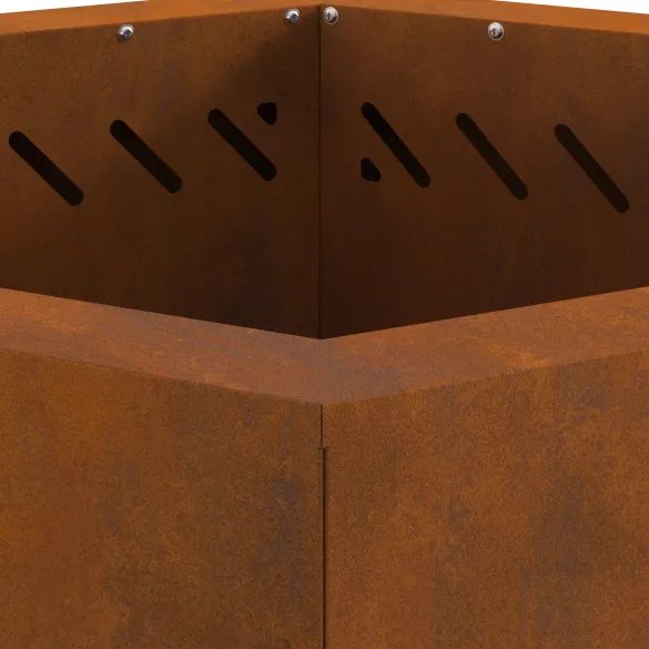 Vatră Foc Hexagonală Fără Fum - Oțel Corten - Outdoor