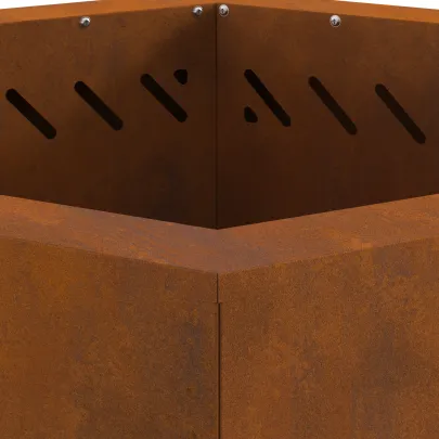 Vatră Foc Hexagonală Fără Fum - Oțel Corten - Outdoor