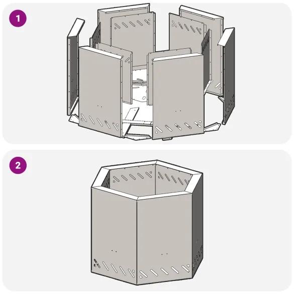 Vatră Foc Hexagonală Fără Fum - Oțel Corten - Outdoor